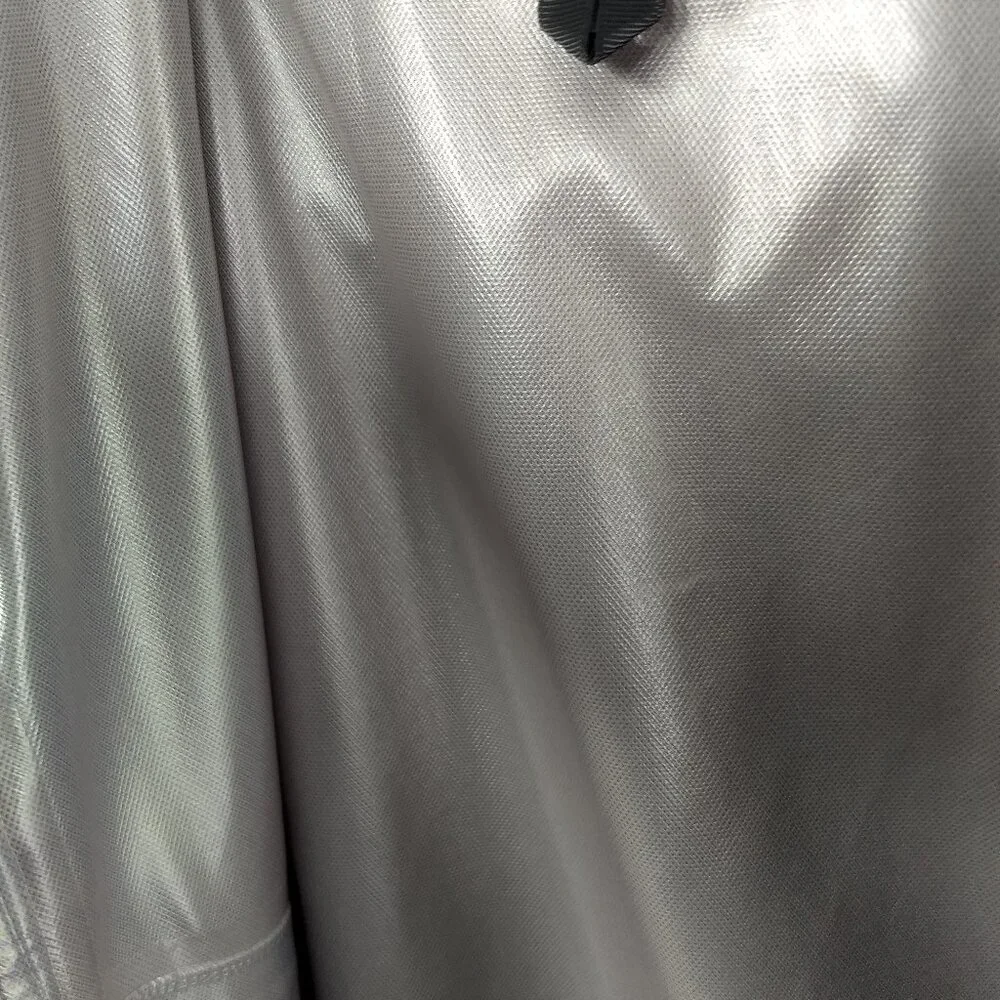 George Grey Hooded Rain Jacket Coat Zippered Adjustable Cuffs Medium Polyester